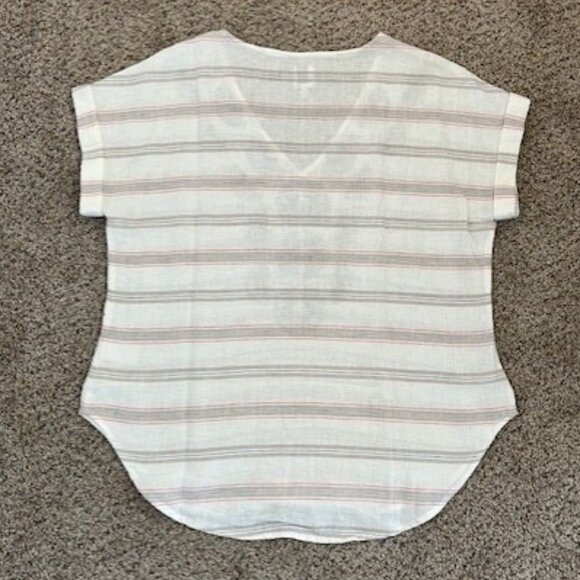 Nic & Zoe Embroidered Stripe Top - Neutral Multi color - Picture 5 of 10